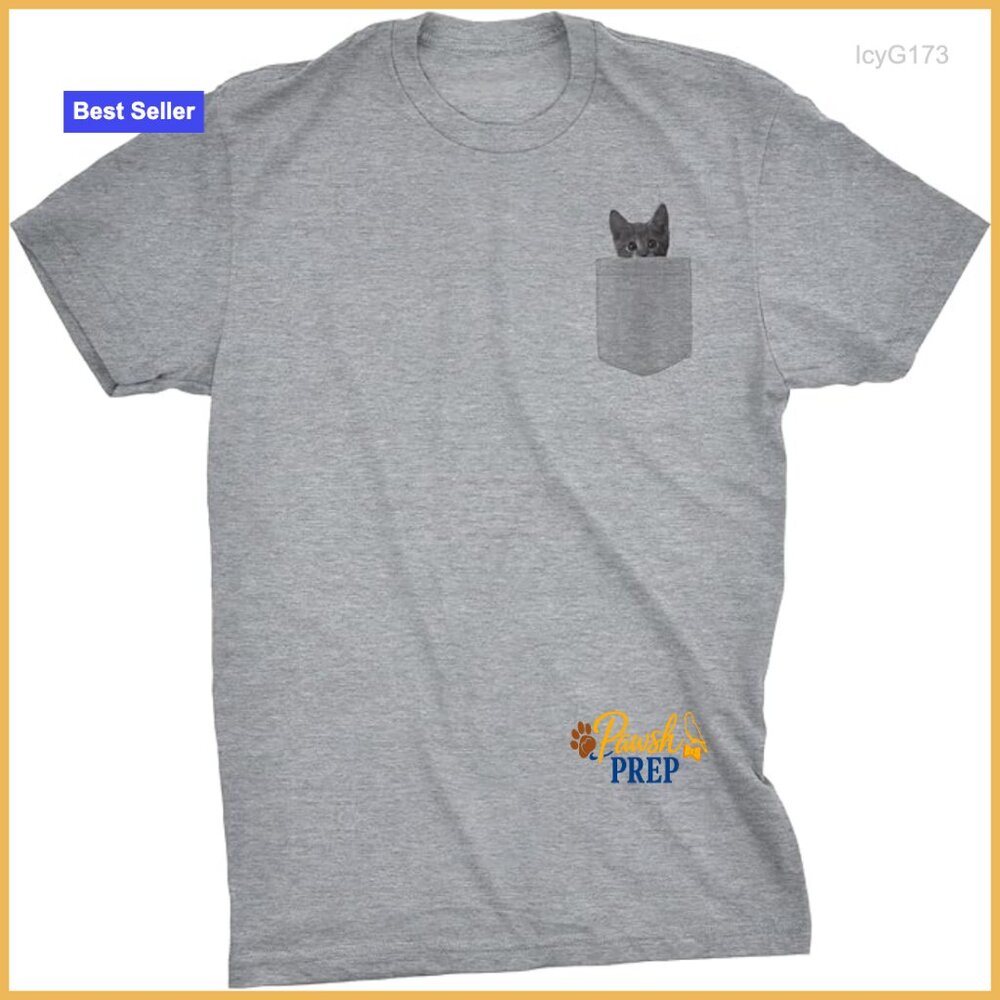 Men's Regular Fit Cat Pocket T-Shirt Novelty Graphic Tee Cotton Blend